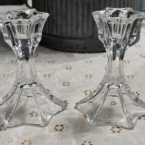 Clear Glass Candlestick Holders - Elegant Home Accents